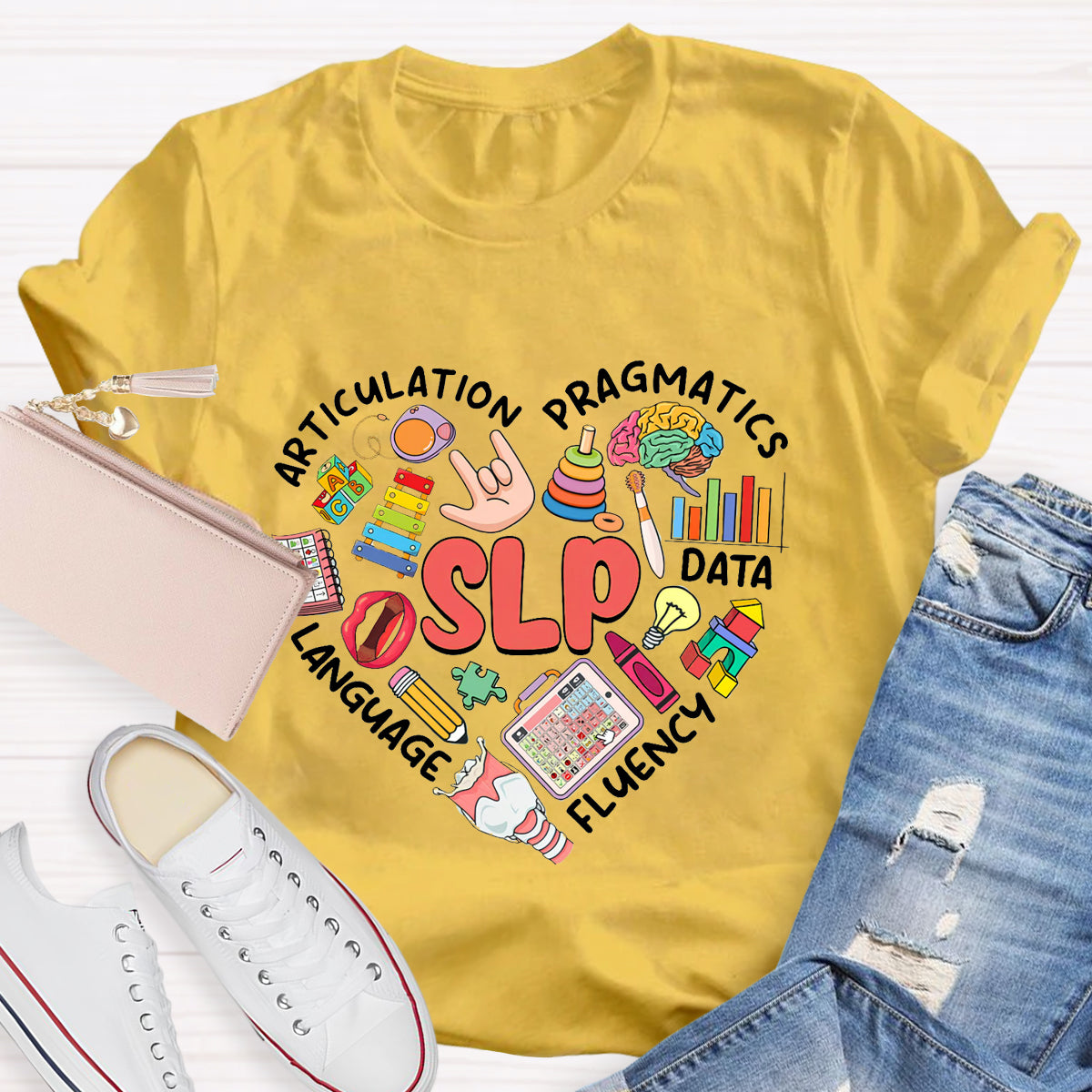 Articulation Pragmatics Language Fluency SLP Teacher T-Shirt