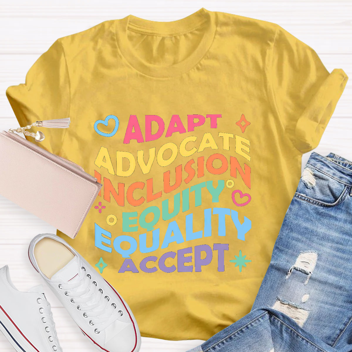 Adapt  Advocate  Accept Teacher T-Shirt