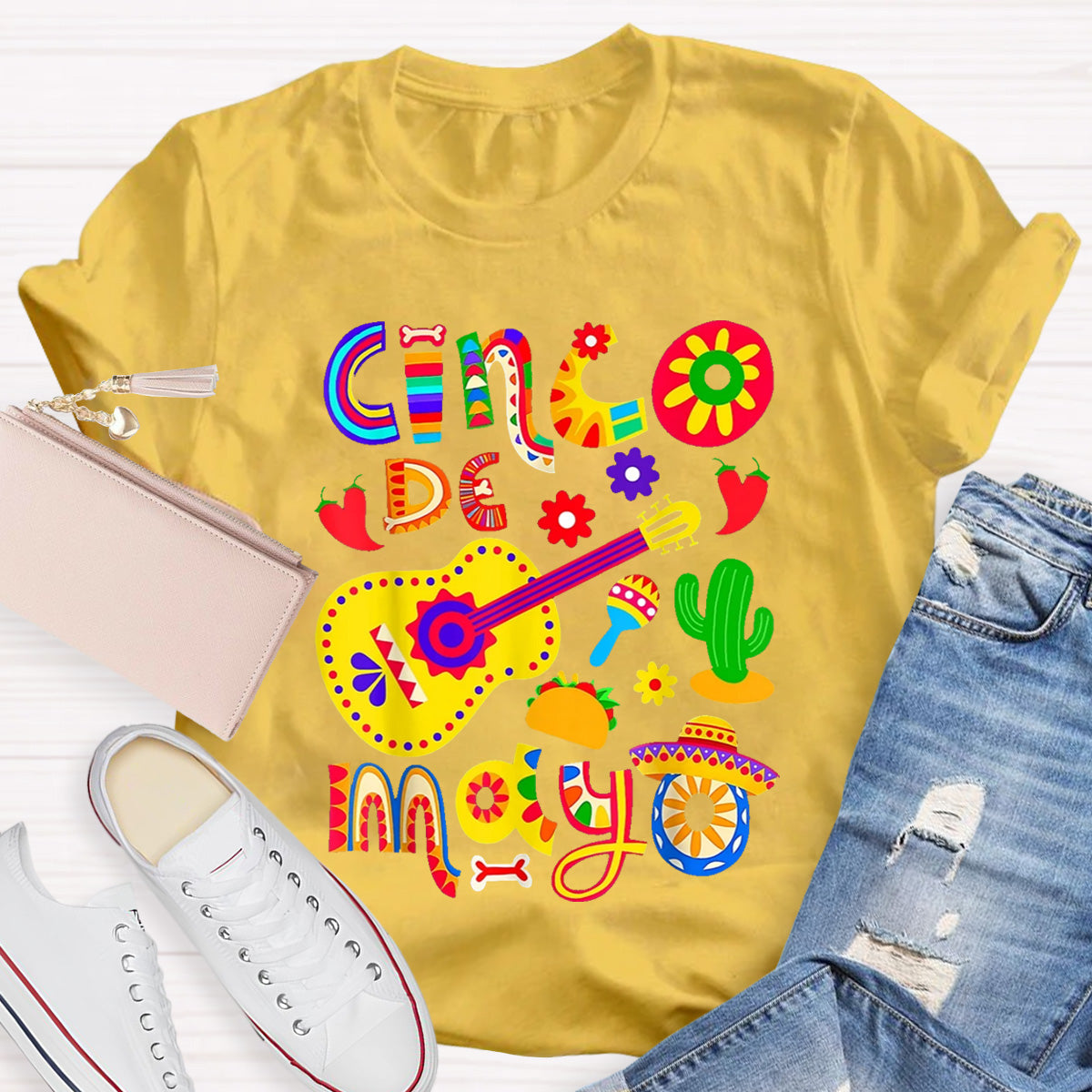 Cinco De Mayo Flower Teacher T-Shirt