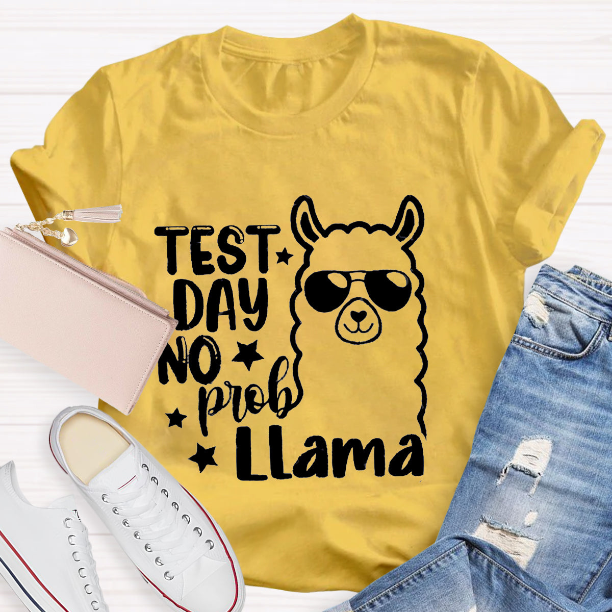 Test Day No Prob Llama Teacher T-Shirt