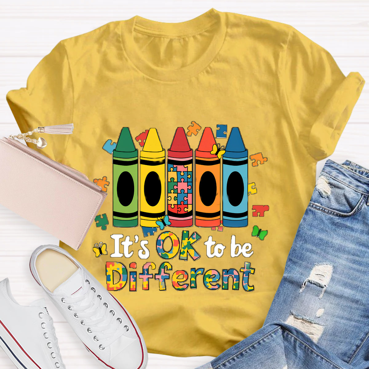 It's Ok To Be Different Colored Crayons T-Shirt