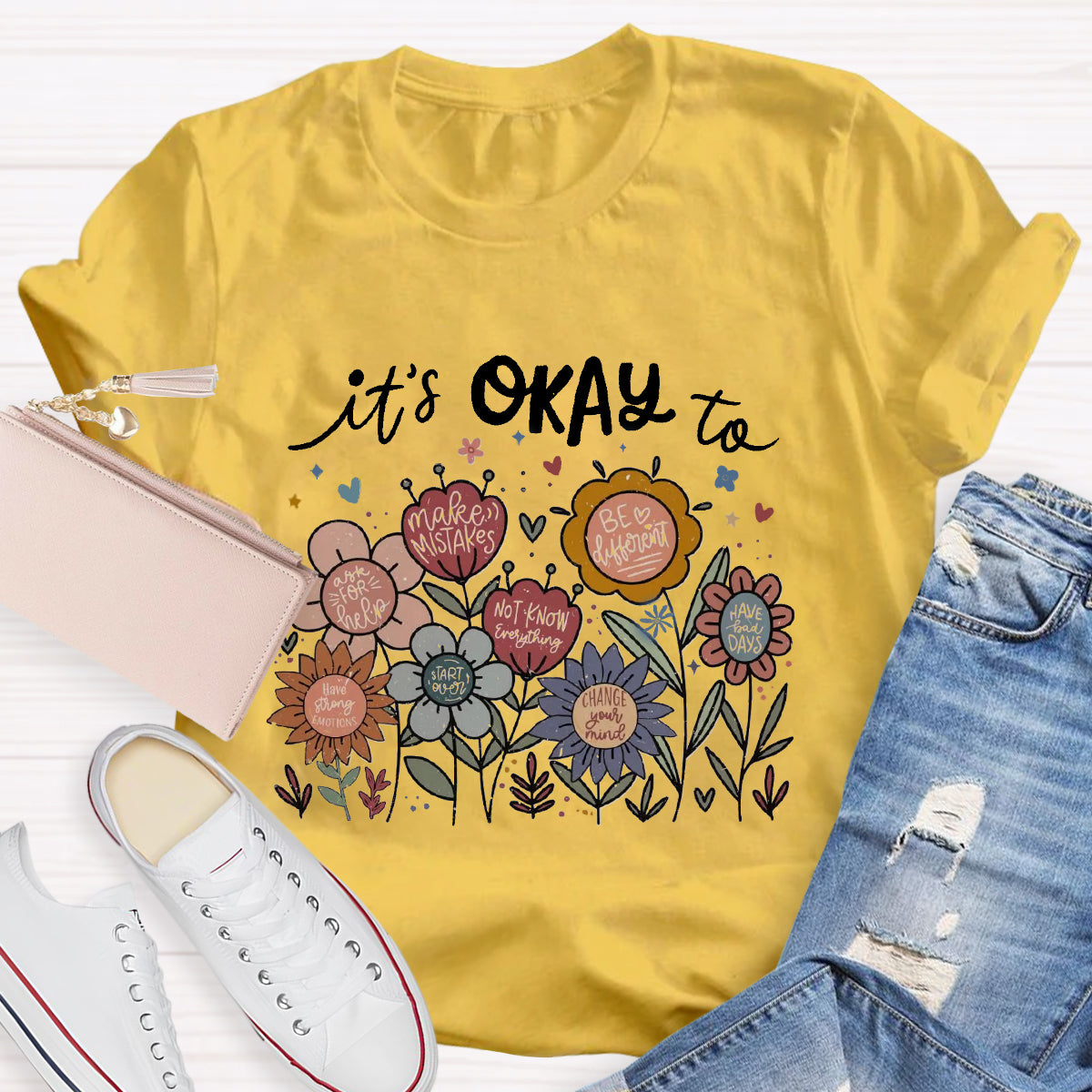 It's Okay To Not Know Everything Flower Teacher T-Shirt