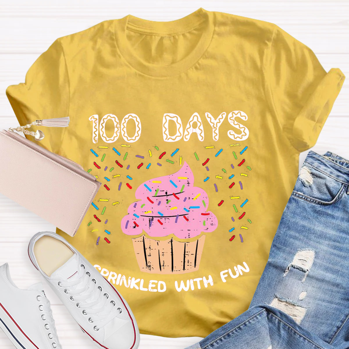 100 Days Sprinkled With Fun Cupcake Teacher T-Shirt