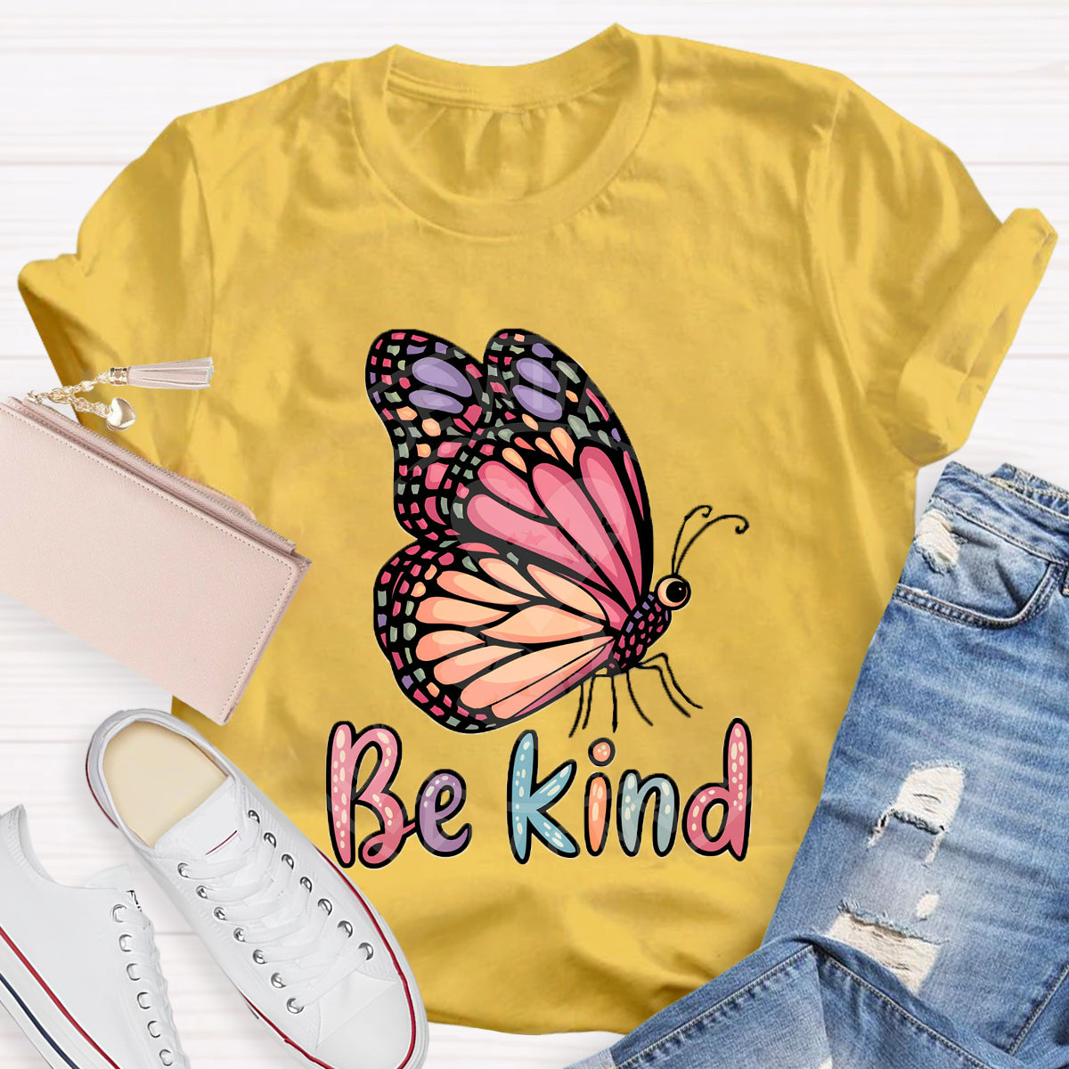 Be Kind Butterfly Printed T-Shirt