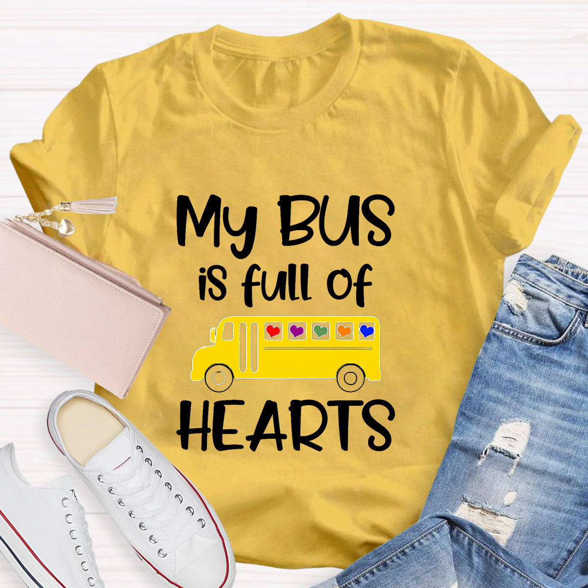My Bus Is Full Of Hearts Teacher T-Shirt