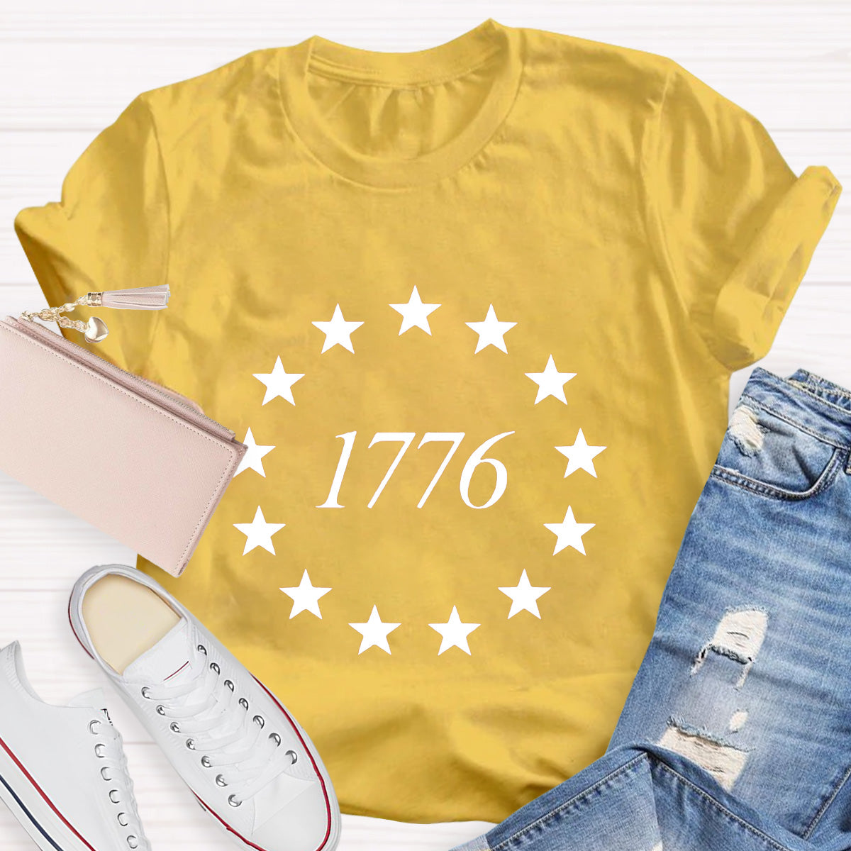 Black Star 1776 Teacher T-Shirt