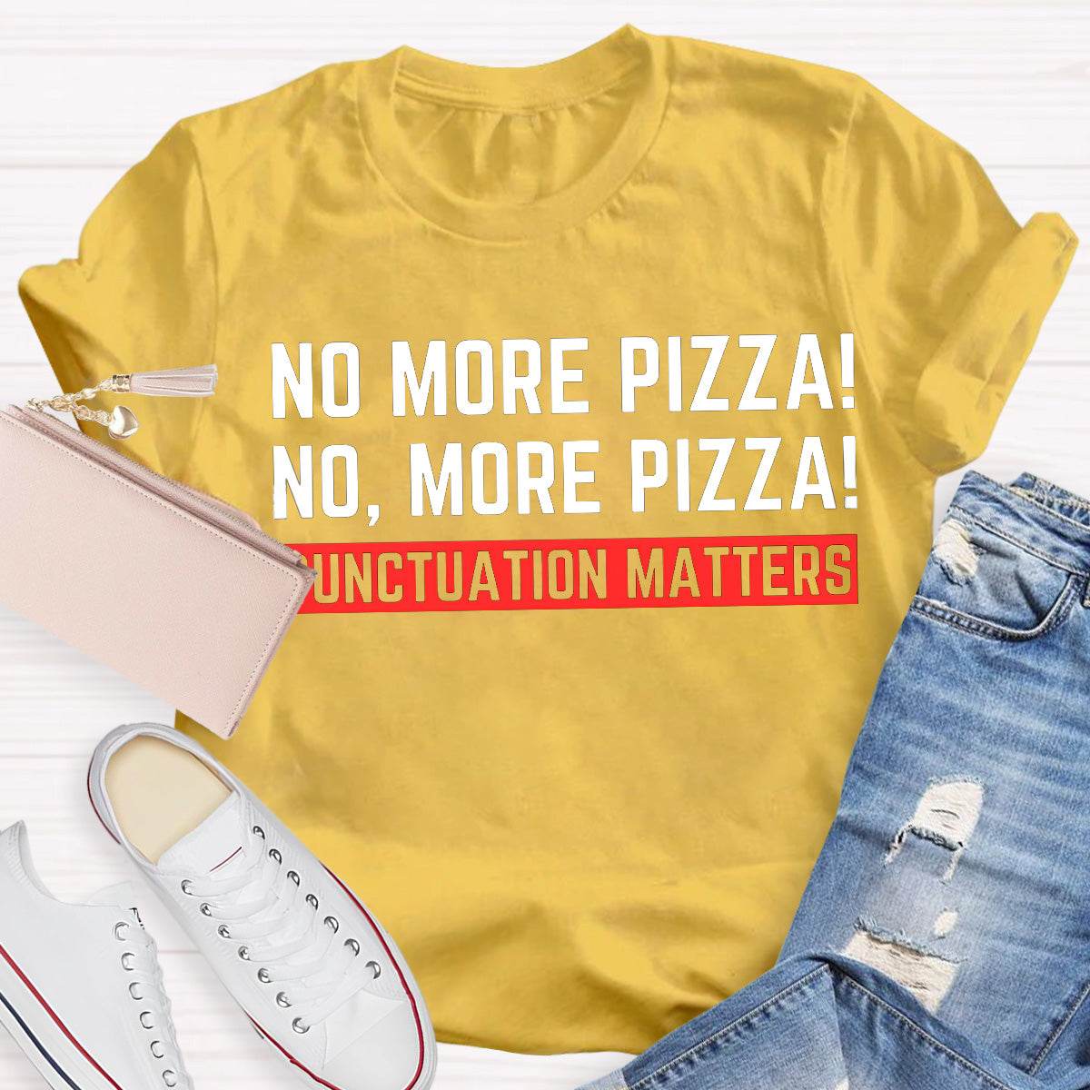 No More Pizza Red Slogan Teacher T-Shirt
