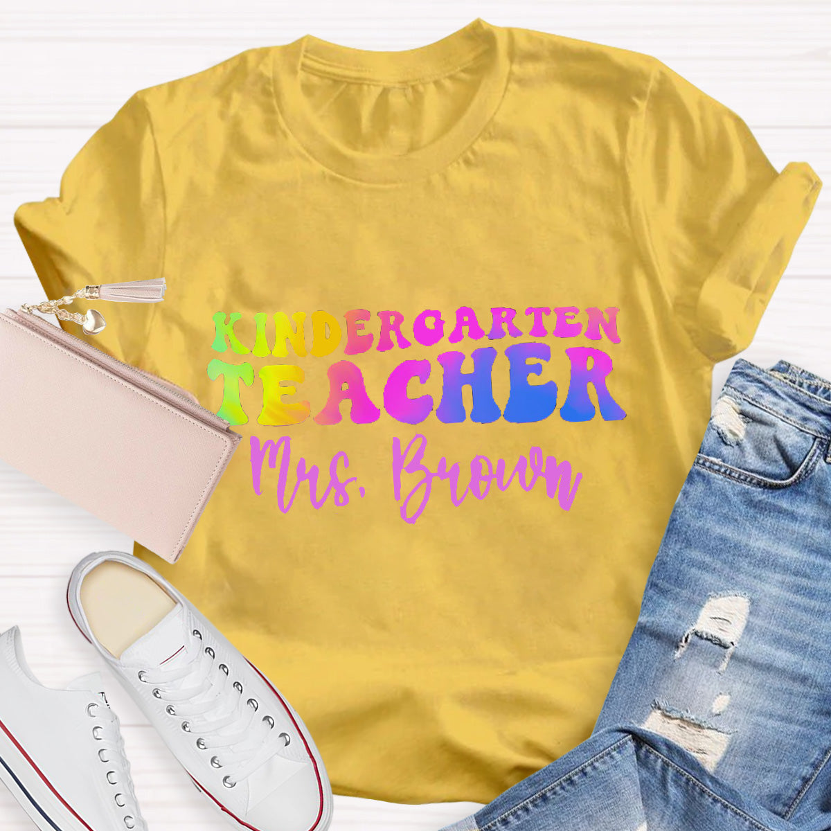 Personalized Name Kindergarten Teacher T-Shirt