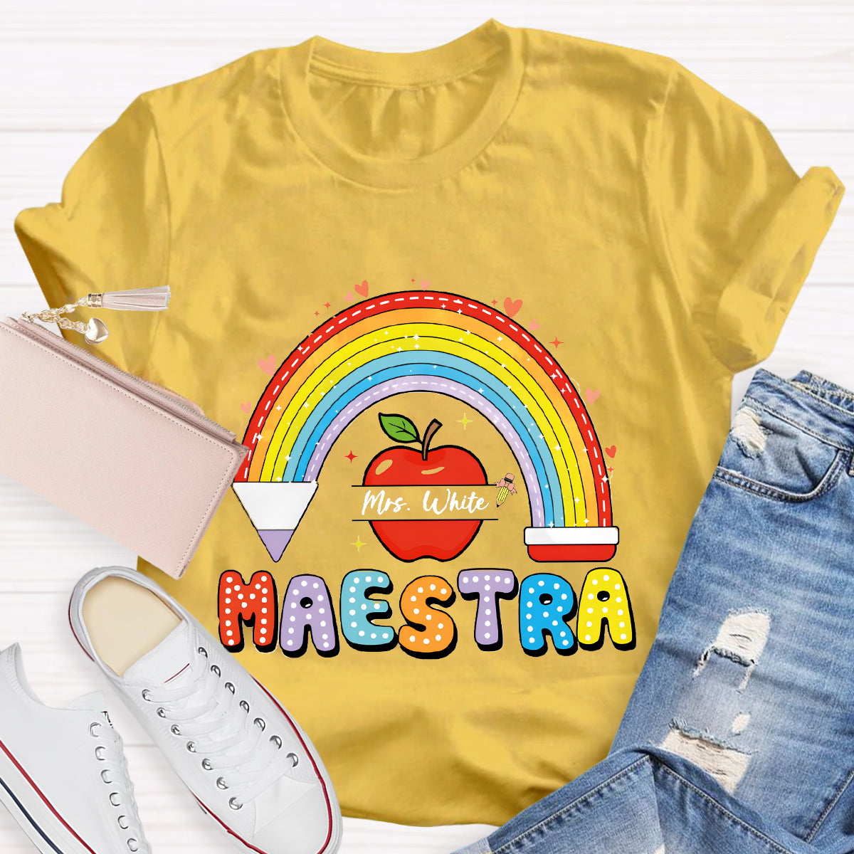 Personalized Name Mrs.White Teacher T-Shirt
