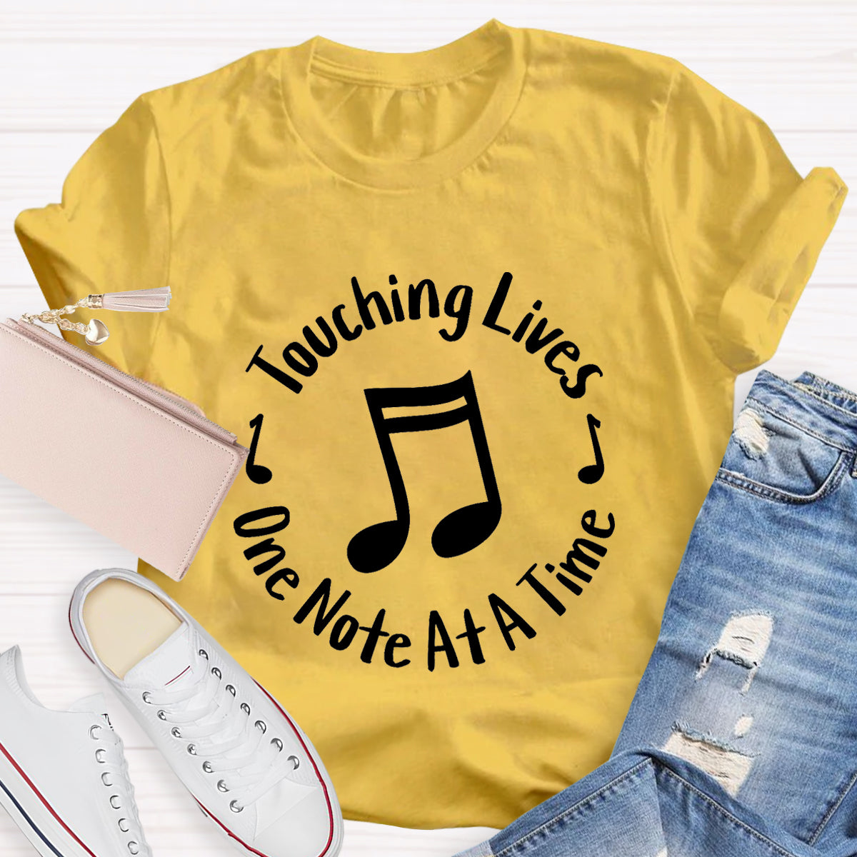 Touching Lives One Note At A Time Music Teacher T-Shirt