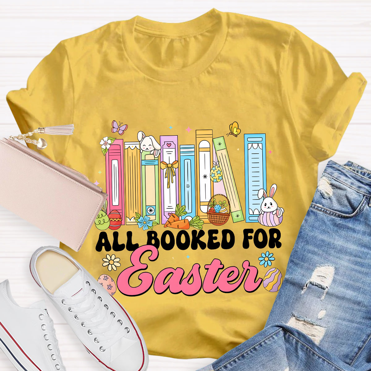 All Booked for Easter Teacher T-Shirt