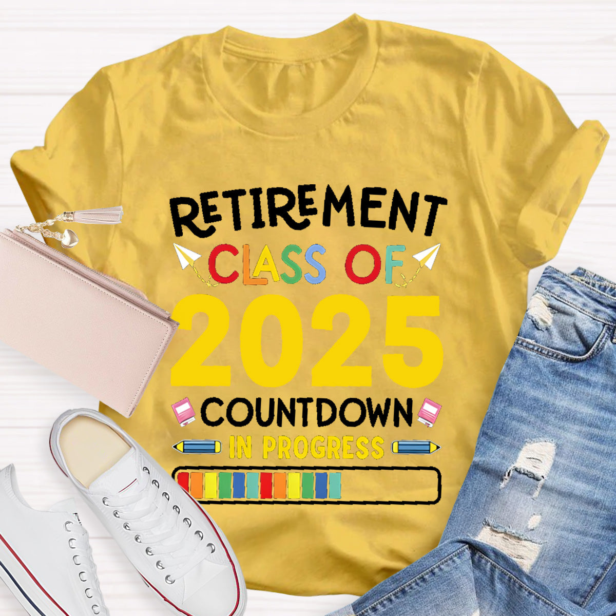 Personalized Retirement Time Class Countdown In Progress Teacher T-Shirt