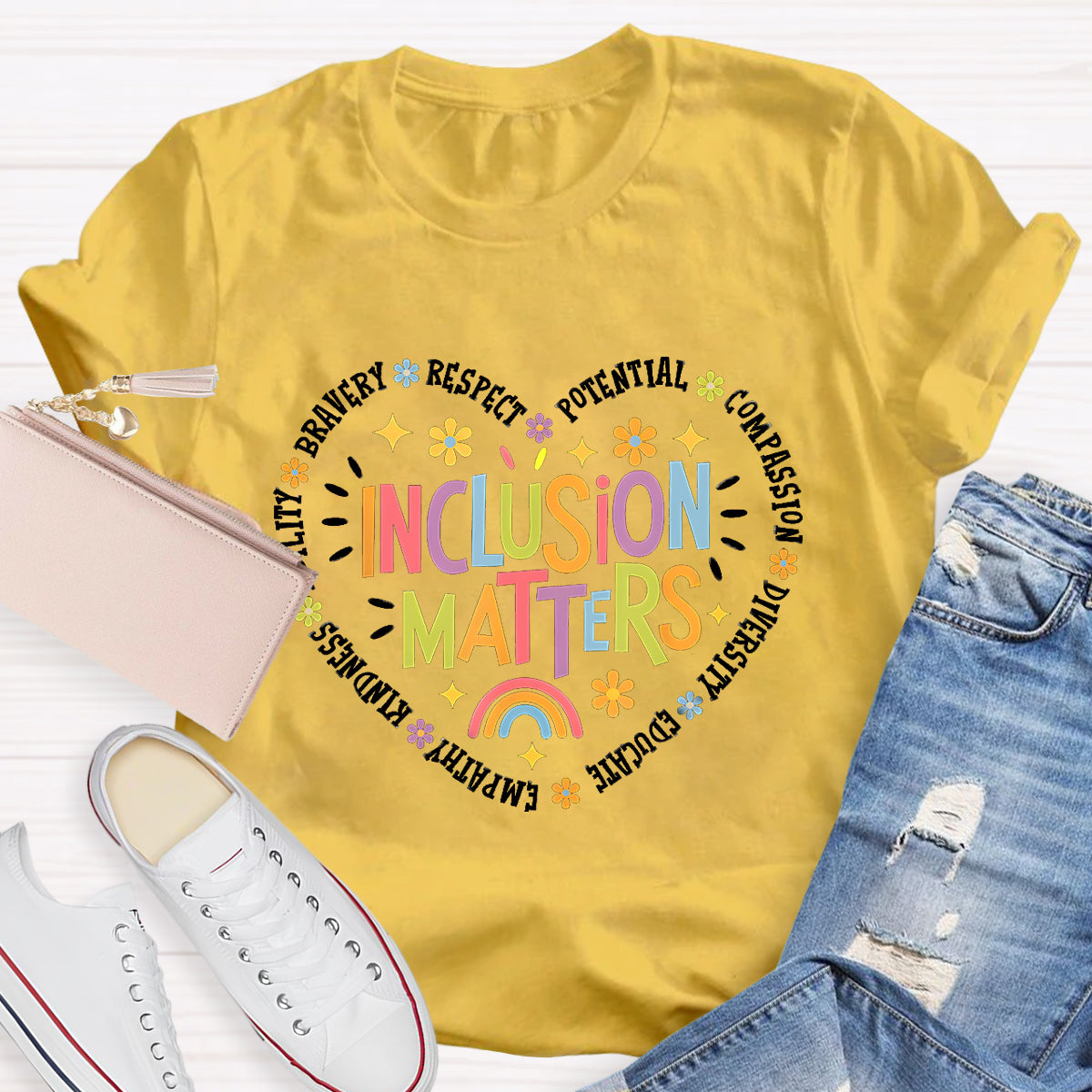 Inclusion Matters Heart Teacher T-Shirt