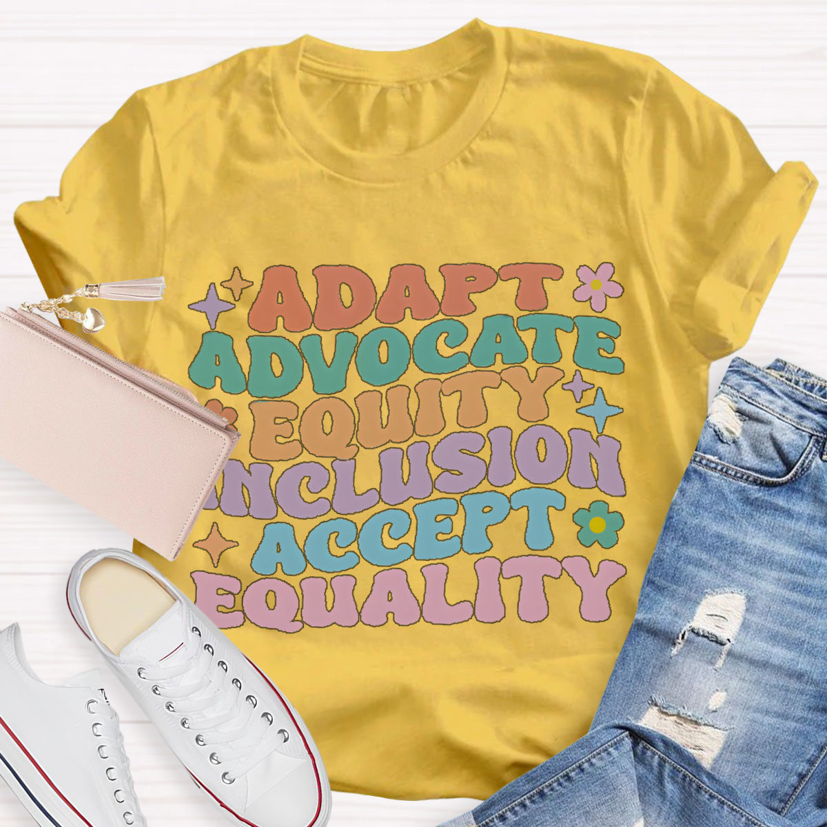 Adapt Advocate Equity Accept Teacher T-Shirt