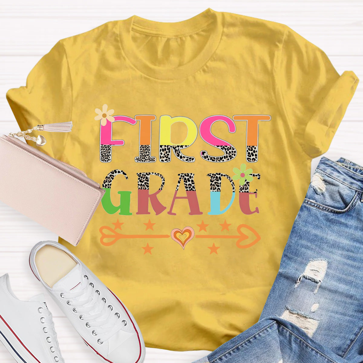 Personalized Grade Love Star Teacher T-Shirt