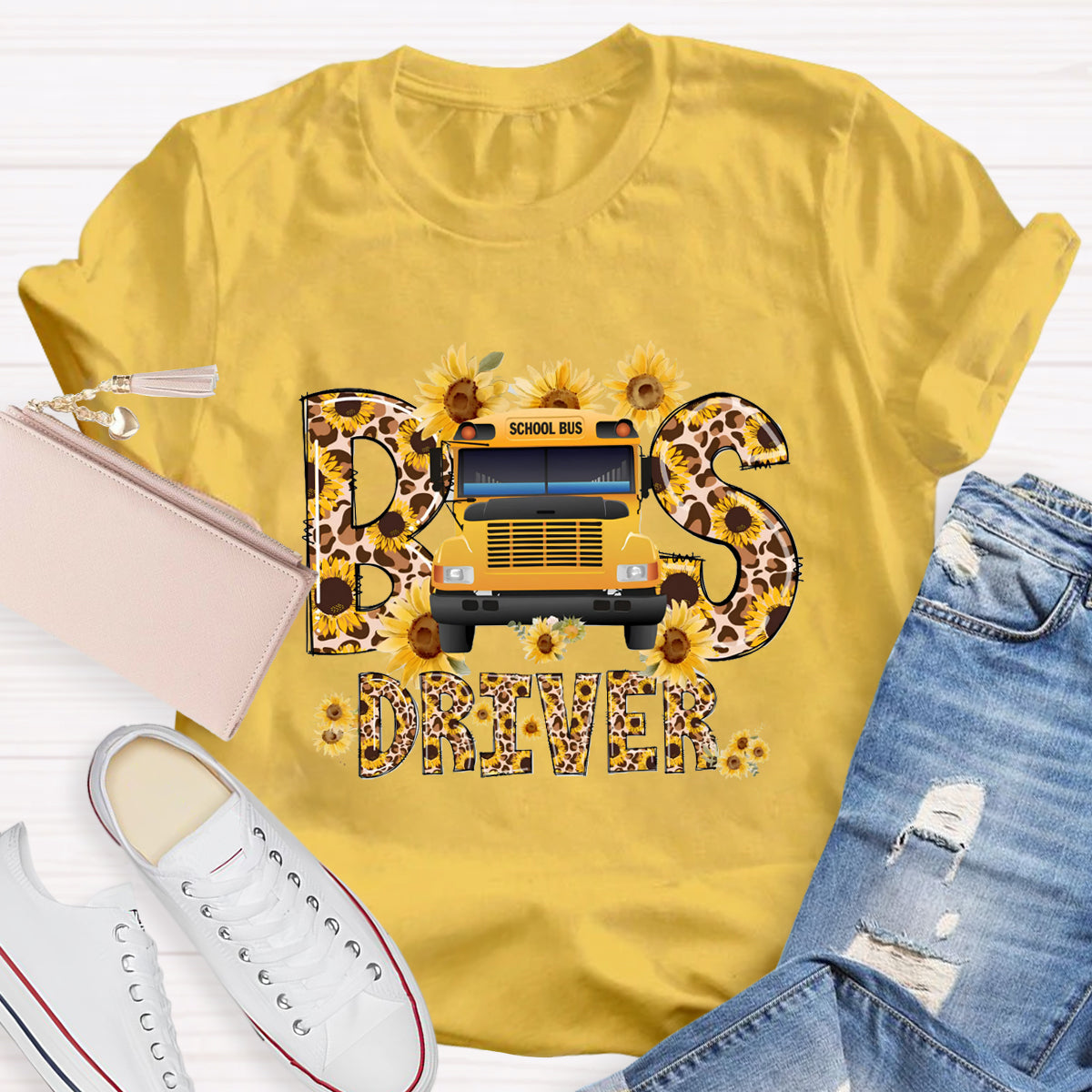 Sunflower School Bus Driver T-Shirt