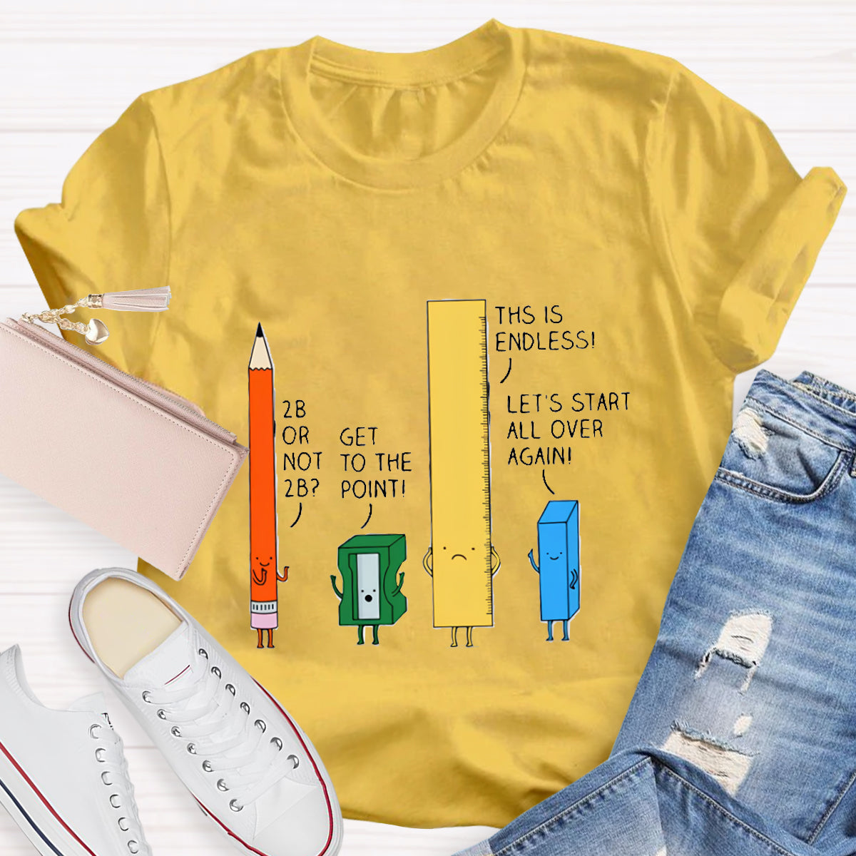 Cute Confused Pencil Pun Teacher T-Shirt