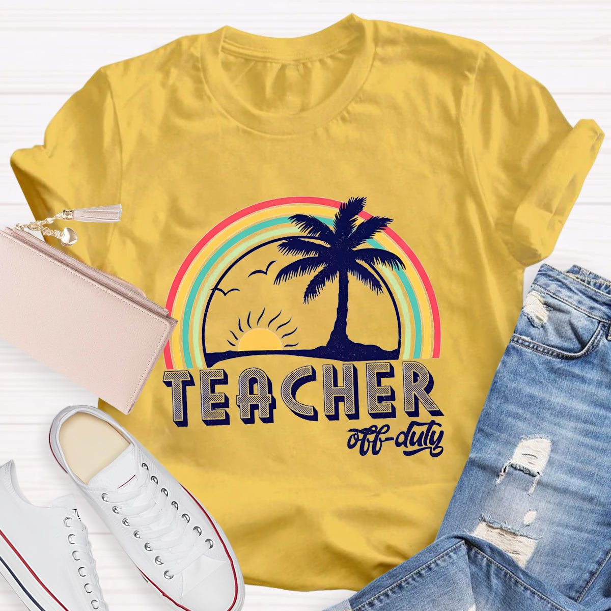 Teacher Of Duty Rainbow Sunshine T-Shirt