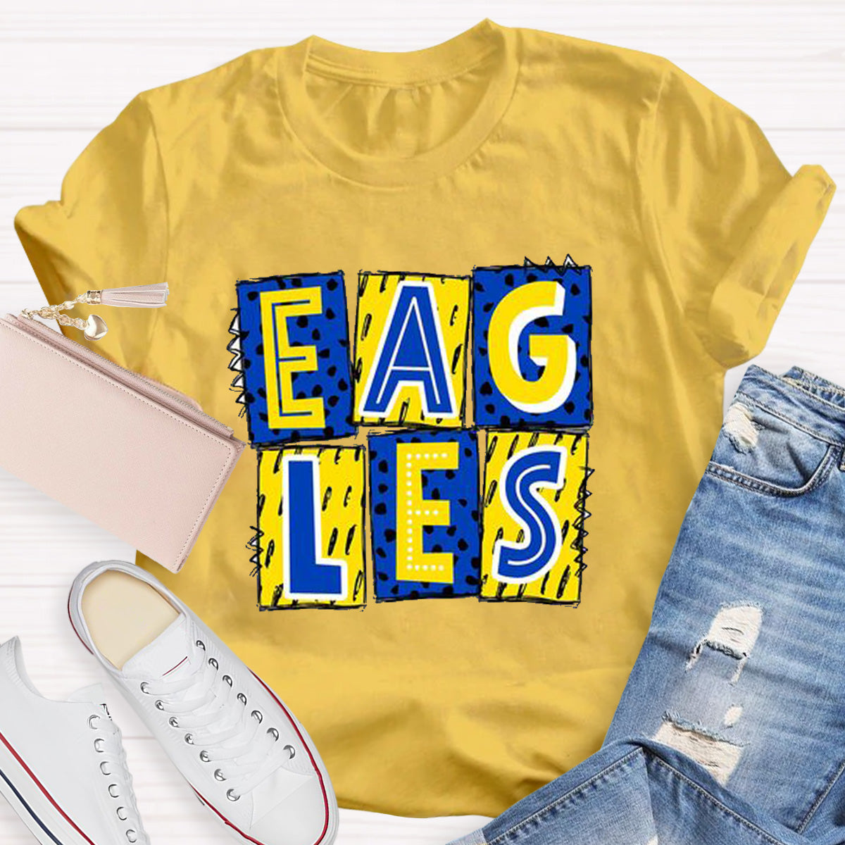 Personalized School Mascot Eagles Teacher T-Shirt