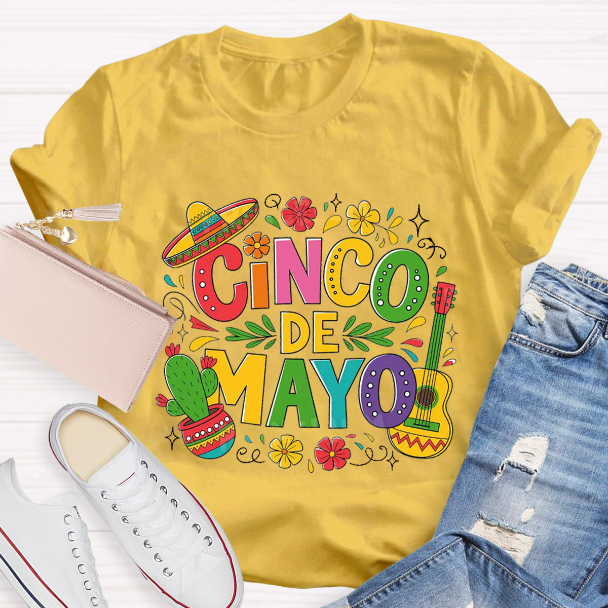 Cinco De Mayo Red Flower Teacher T-Shirt