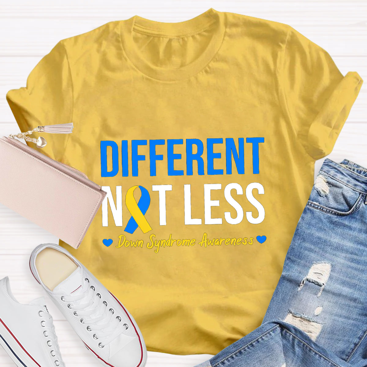 Different Not Less Down Syndrome Awarenes T-Shirt