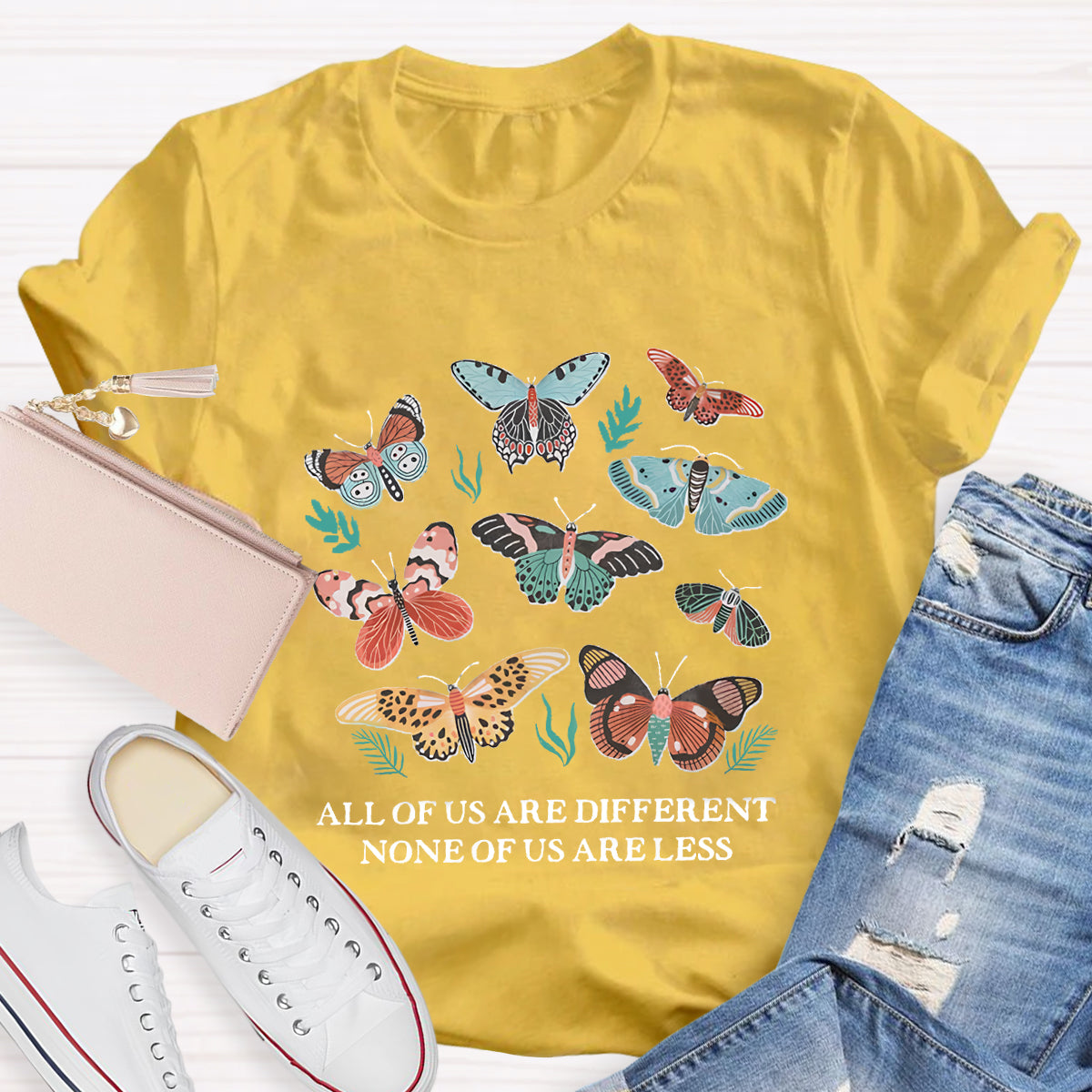 All Of Us Are Different None Of Us Are Less Butterfly T-Shirt