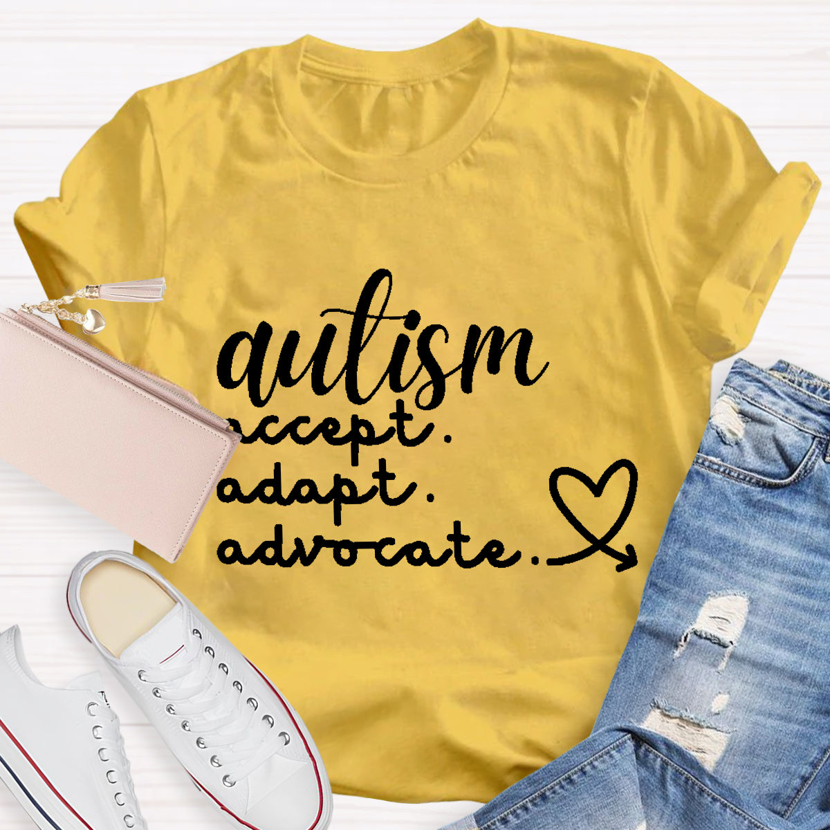 Autism Accept  Adapt Advocate Teacher T-Shirt