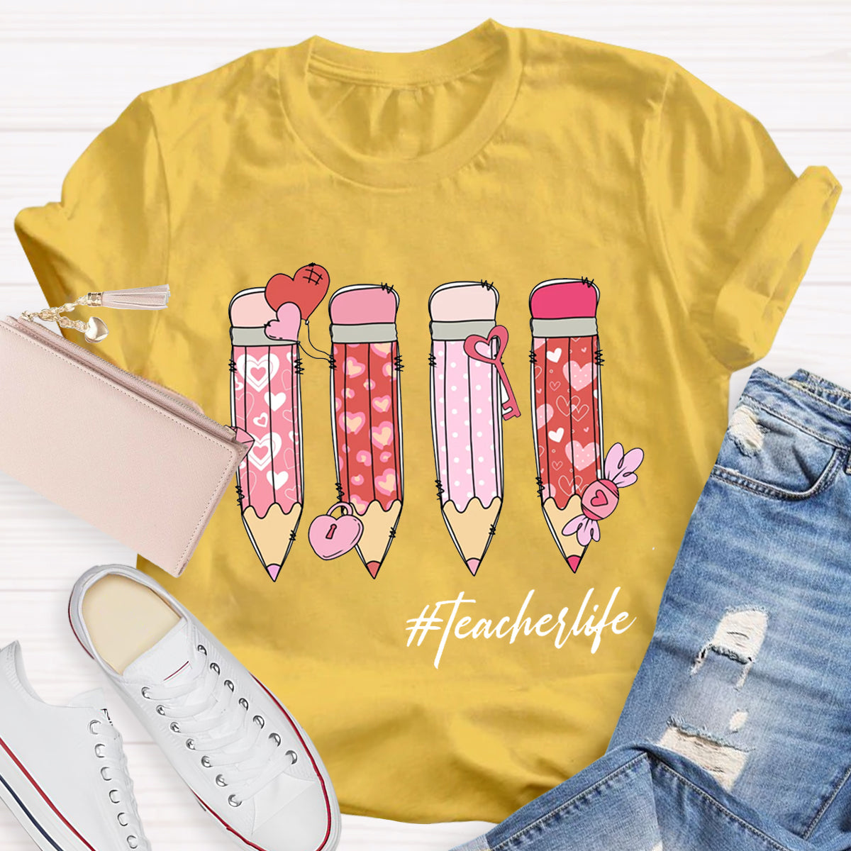 Valentine Pencils Teacher T-Shirt