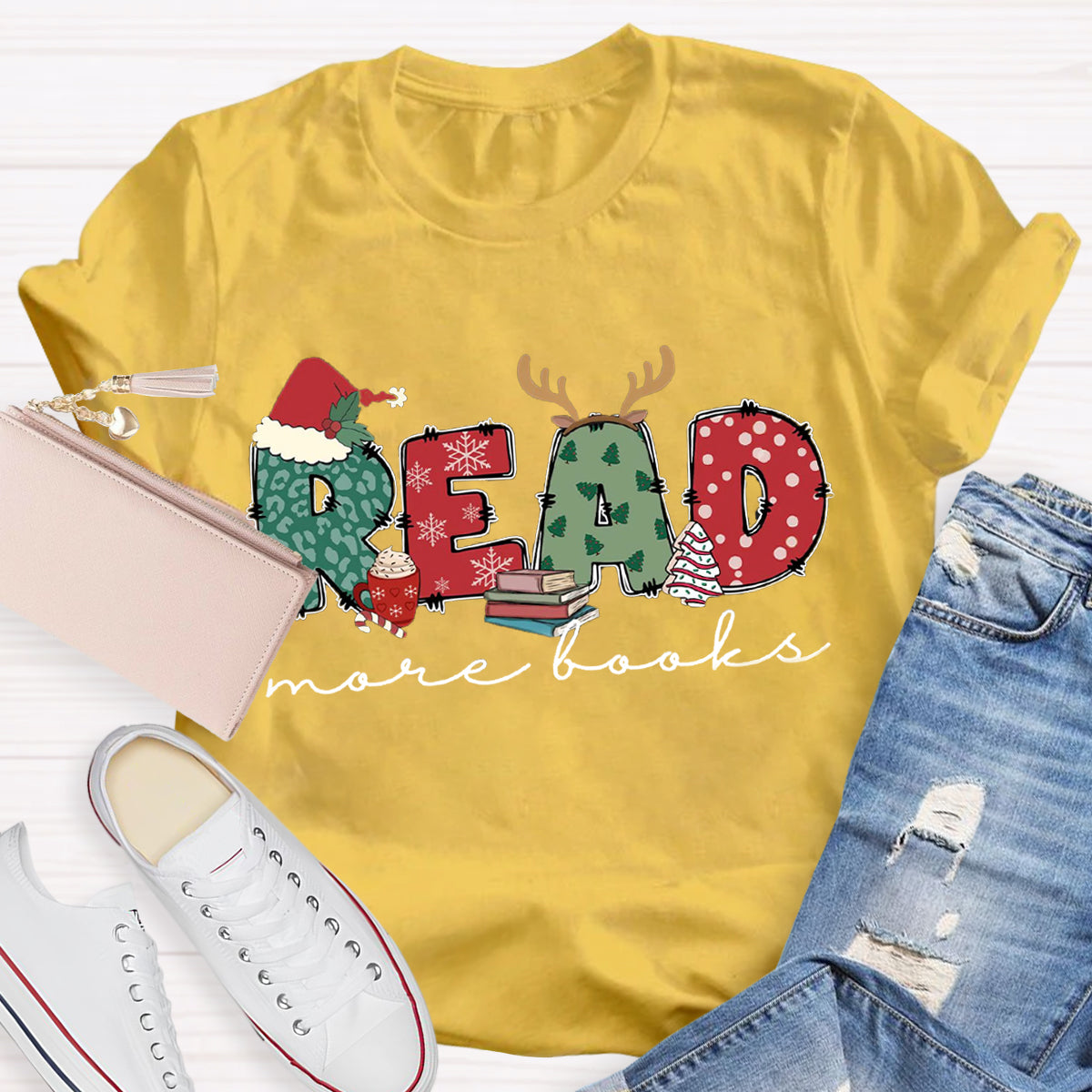 Read More Books Christmas Teacher T-Shirt
