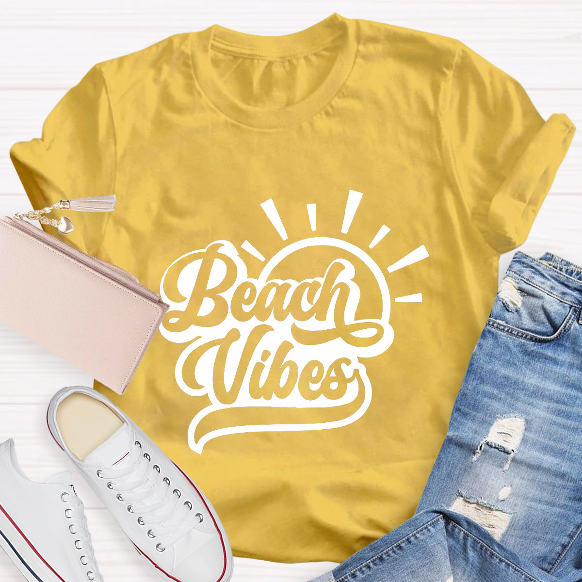 Beach Vibes Summer Break Teacher T-Shirt
