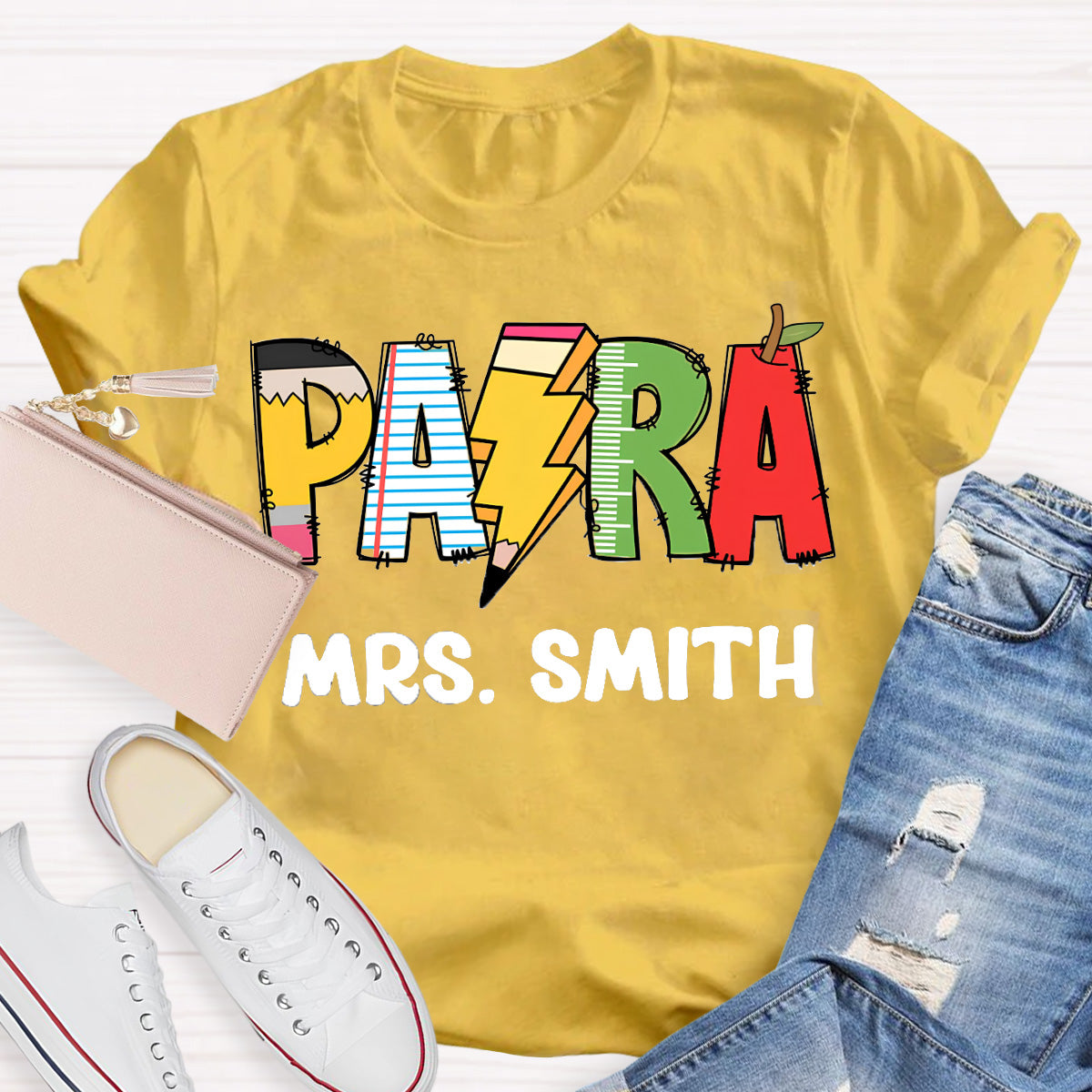 Personalize Name Pencil  Teacher T-Shirt
