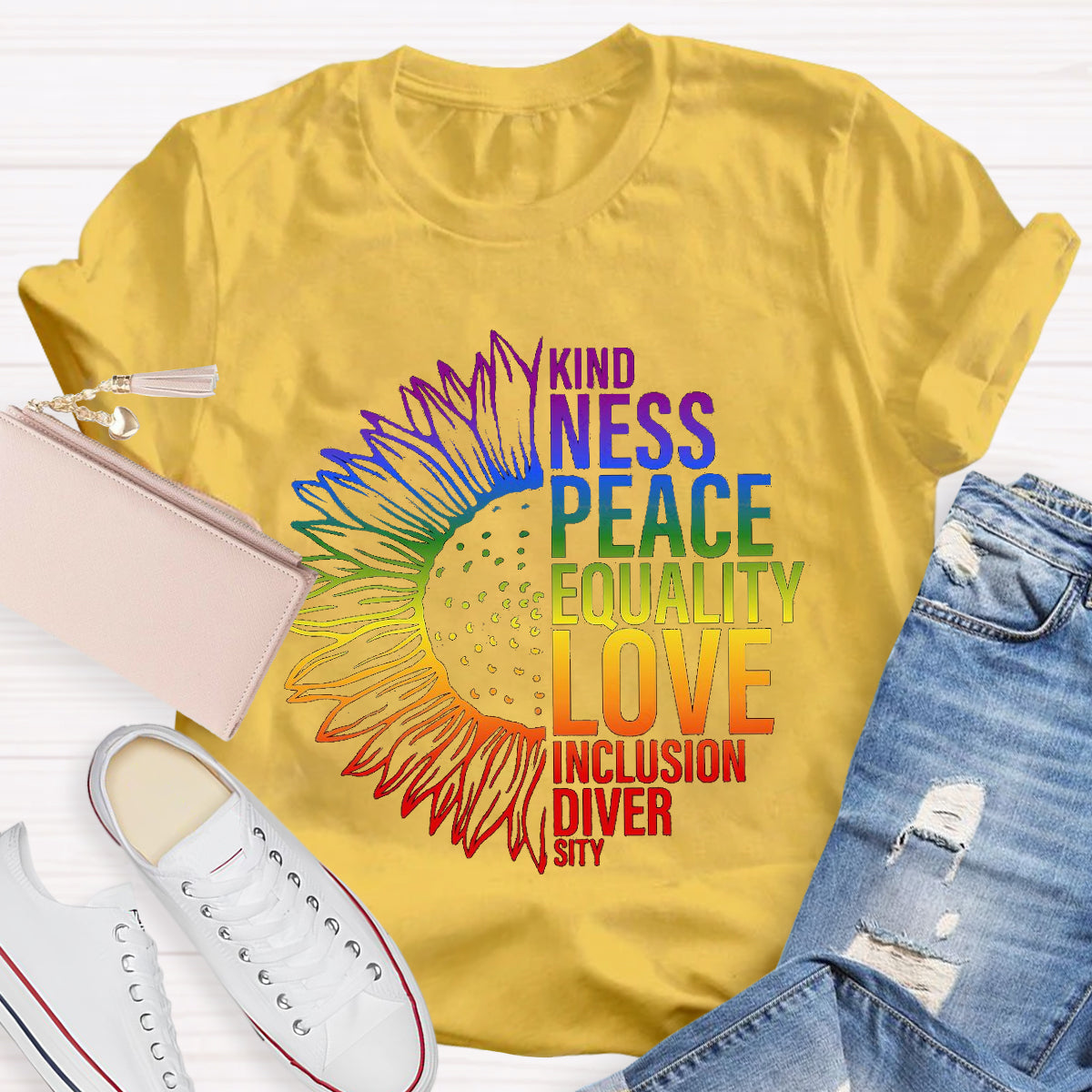 Kind Peace Love Teacher T-Shirt