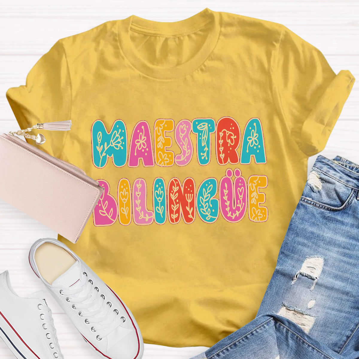 Maestra Flower Teacher T-Shirt