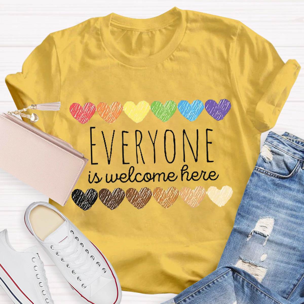 Everyone Is Welcome Here Teacher T-Shirt