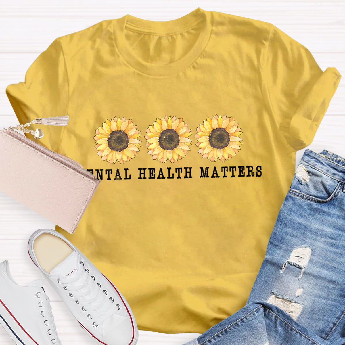 Mental Health Matters Sunflower Teacher T-Shirt