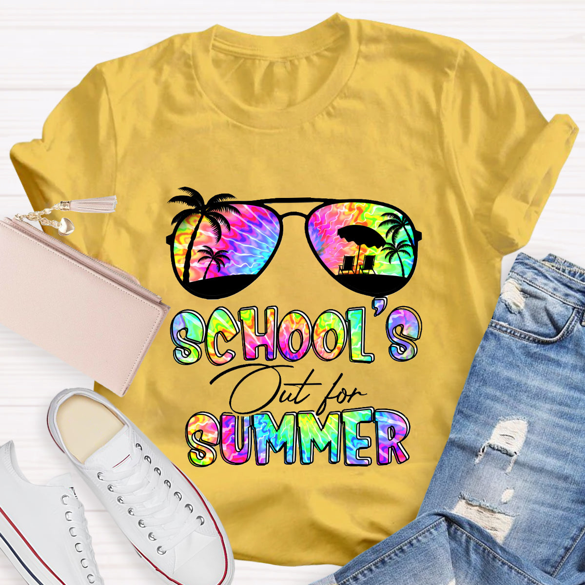 School's Out For Summer Colorful Beach Happy Summer T-Shirt