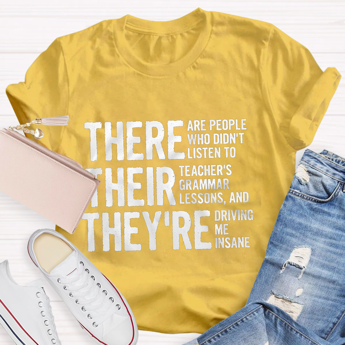 Grammar  Lessons Black Letters Teacher T-Shirt