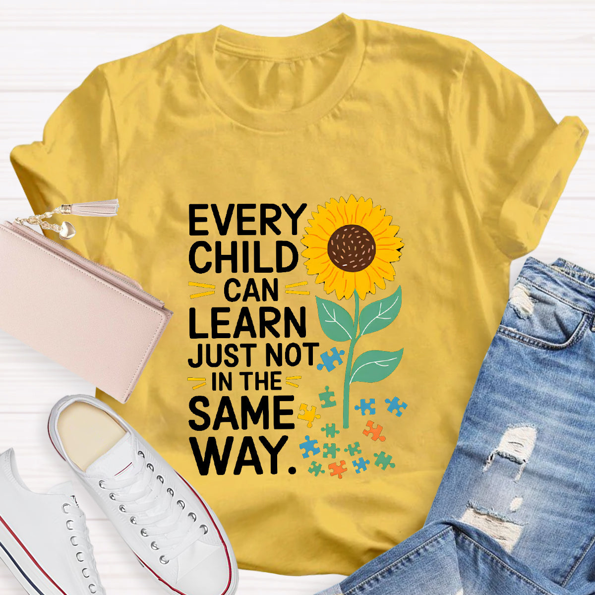 Every Child Can Learn Just Not In The Same Way Sunflower T-Shirt
