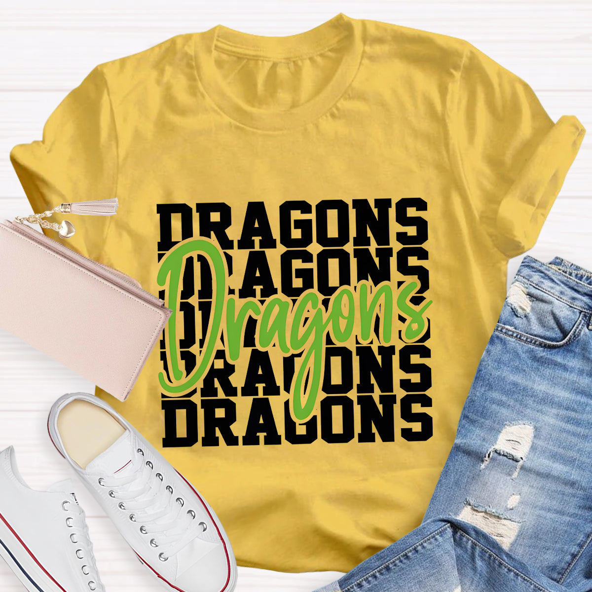 Personalized Mascot Game Day Dragons Teacher T-Shirt