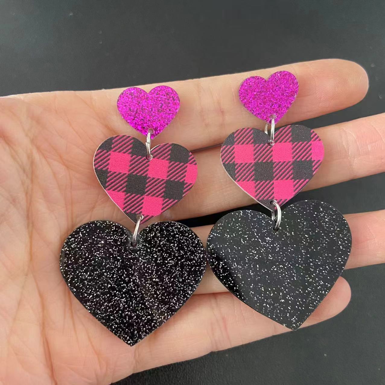 Asymmetrical Leopard Print Checkered Cow Print Earrings