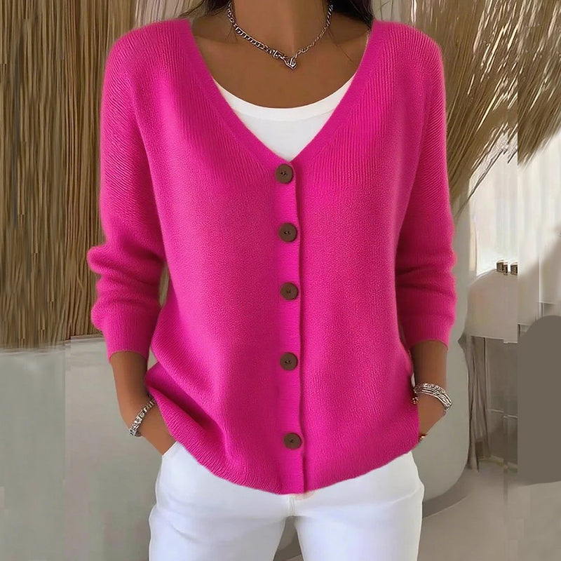 Solid Color Knit Button Cardigan Sweater