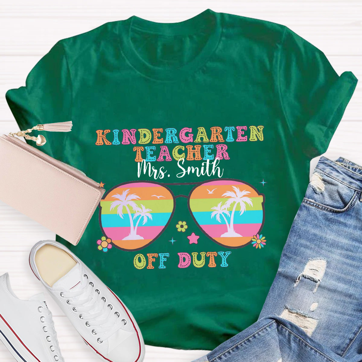 Personalized Name And Grade Off Duty Teacher T-Shirt