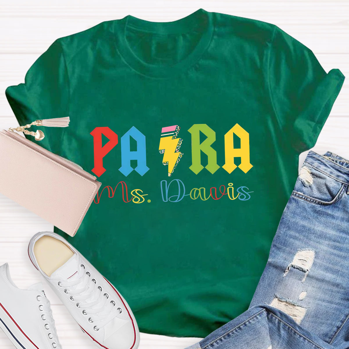 Personalized Para Teacher Name Pencil T-Shirt