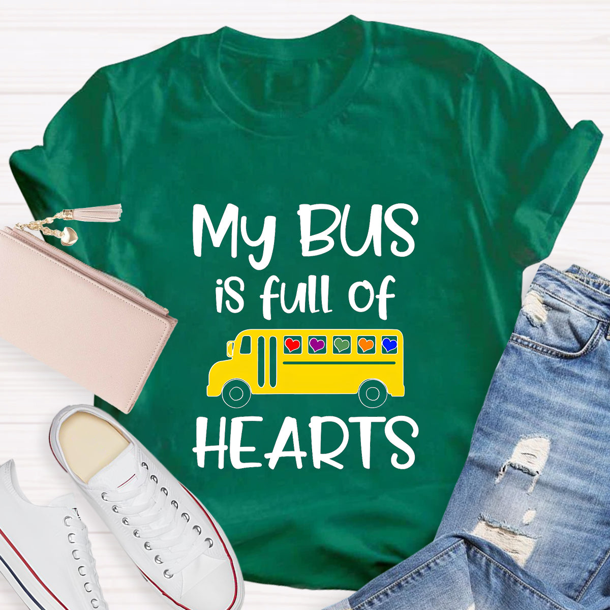 My Bus Is Full Of Hearts Teacher T-Shirt