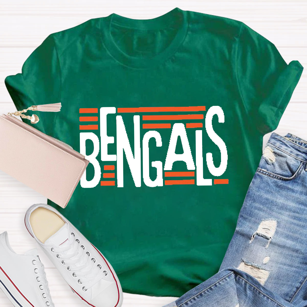 Personalized Mascot Bengals Black Letters  Teacher T-Shirt