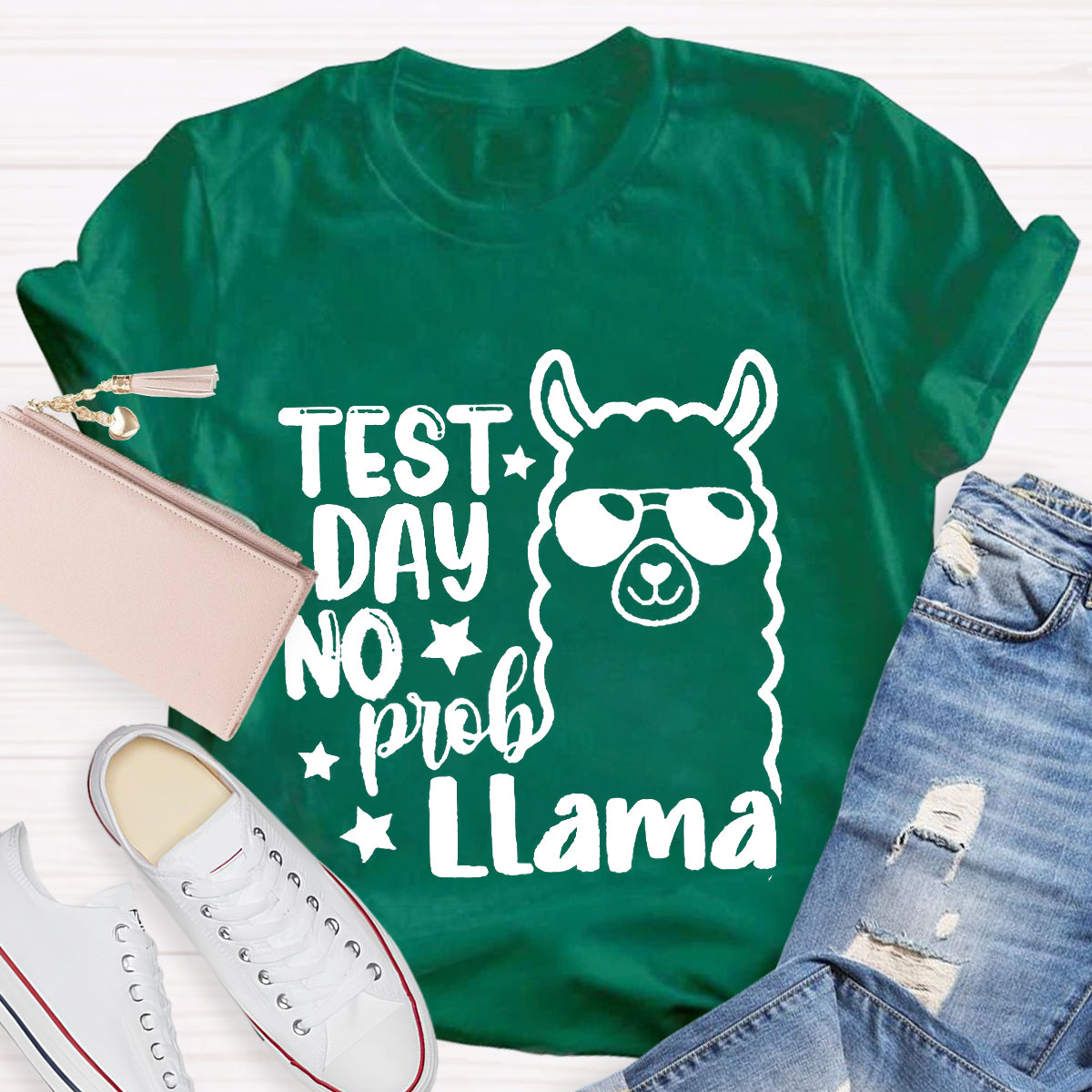 Test Day No Prob Llama Teacher T-Shirt