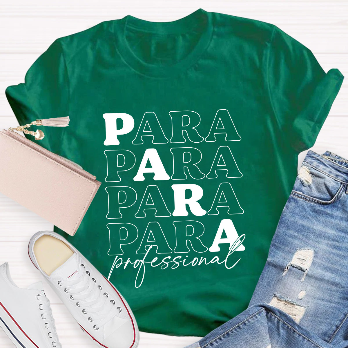 Para Profession Black Letters Teacher T-Shirt