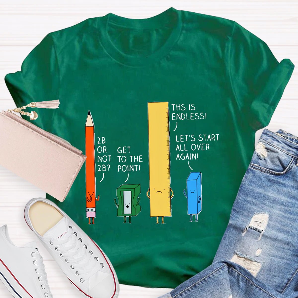 Cute Confused Pencil Pun Teacher T-Shirt