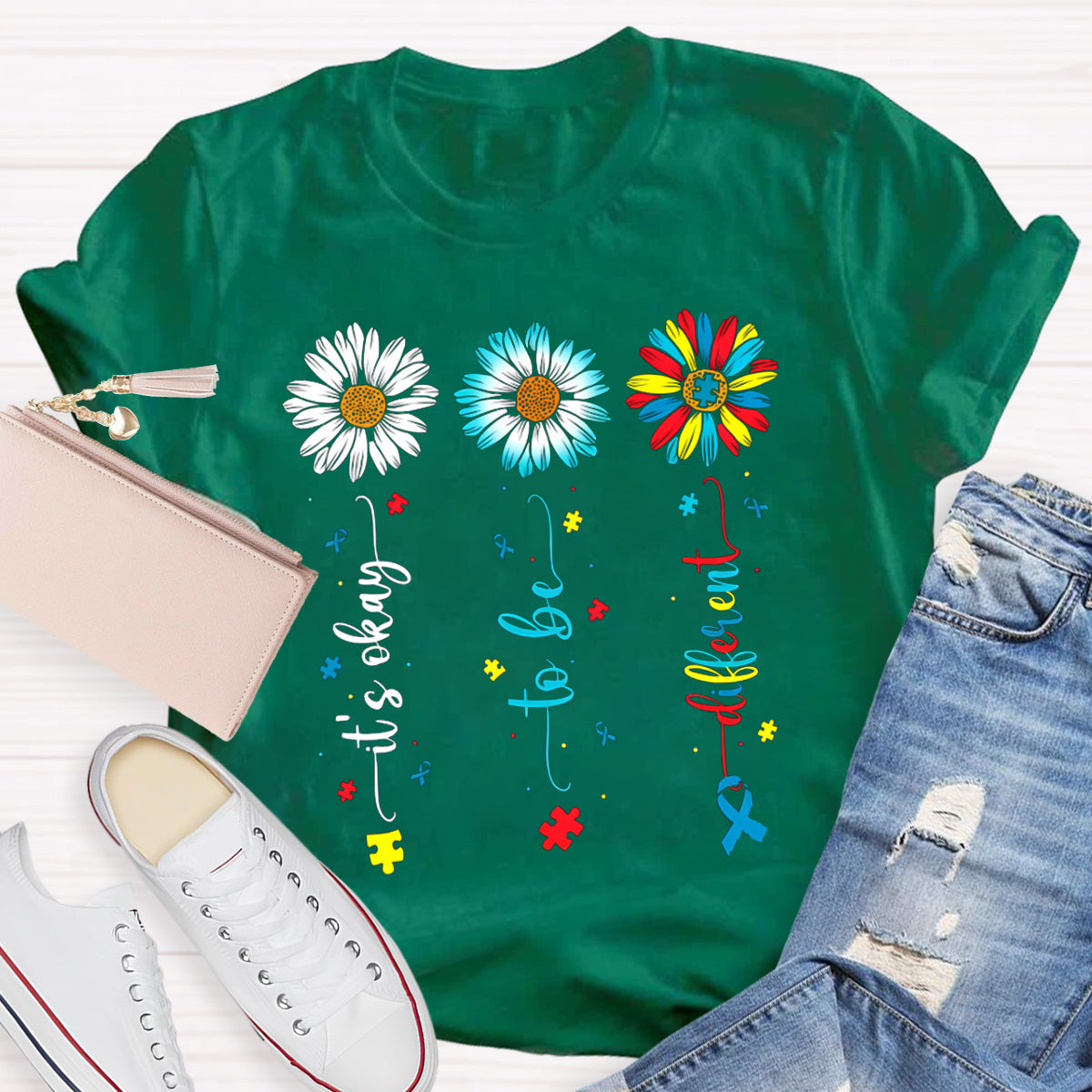 It's OK To Be Different Flower Teacher T-Shirt