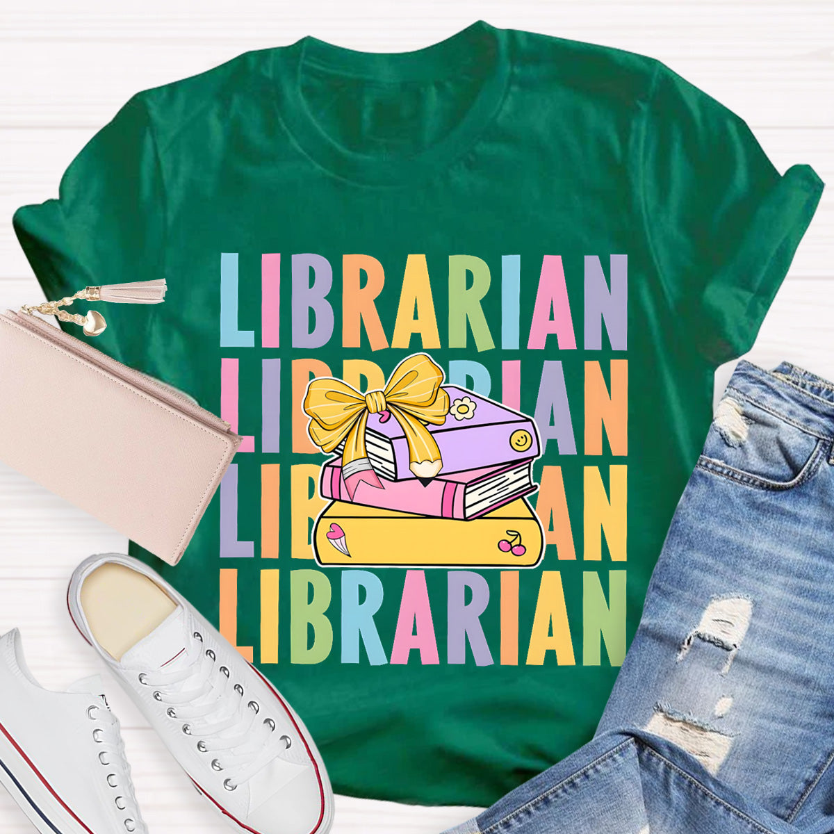 School Librarian With Books T-Shirt